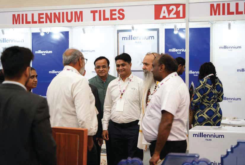 Visitors meeting an exhibitor at a Kenya Buildcon stand